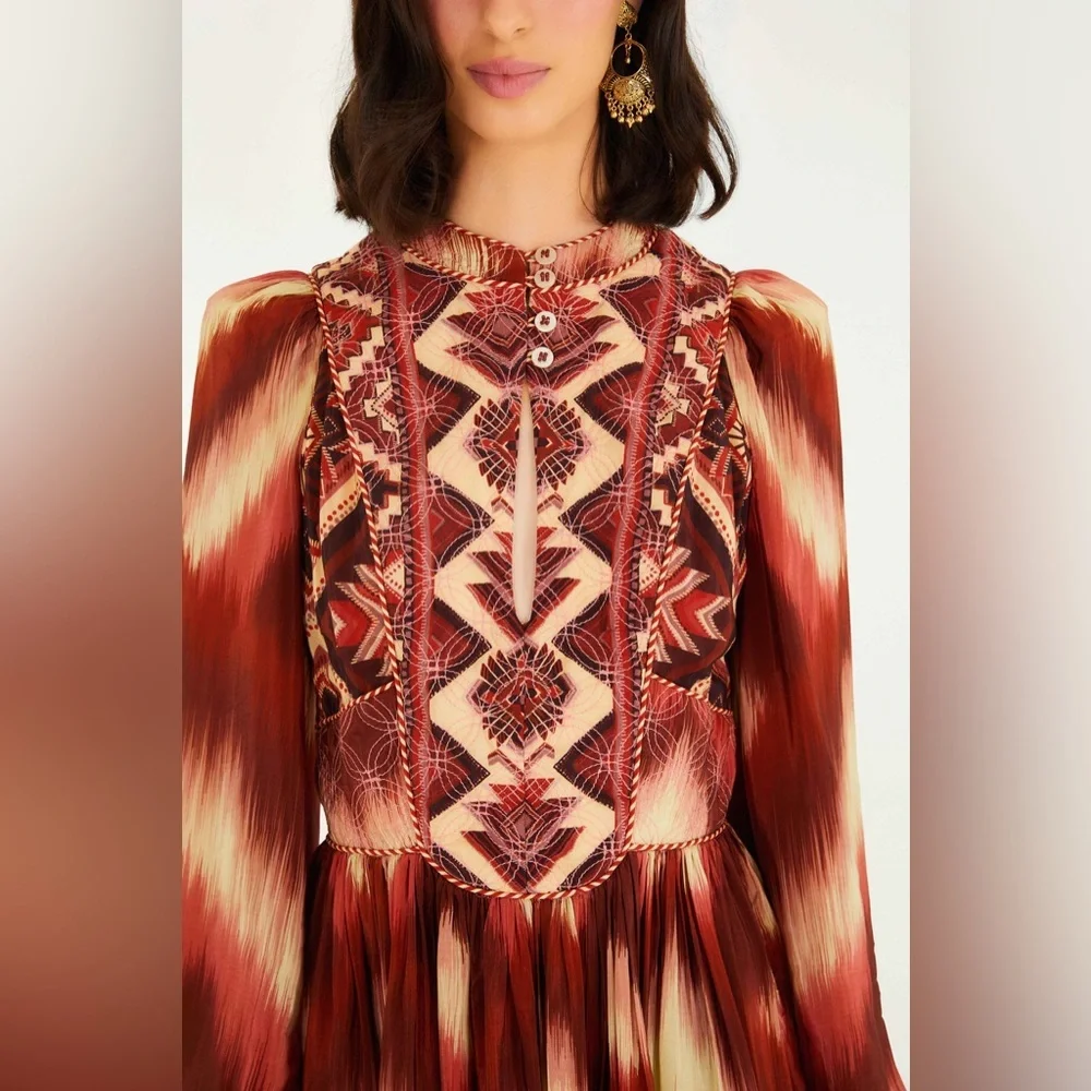 Farm Rio: Red Amanda Stripes Tapestry Quilted Mini Dress